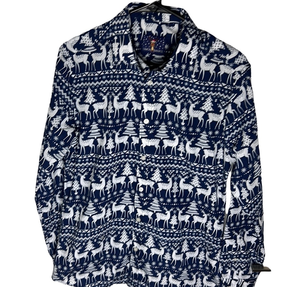 Simon Banks Christmas Holiday Long Sleeve Button Up Shirt